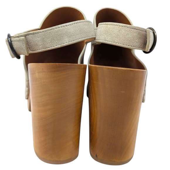 Sezane Dakota Stone High Heel Beige Clogs Mules Sandals 40 - Picture 5 of 8